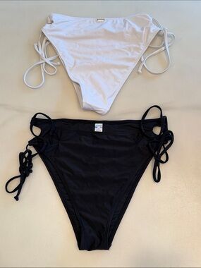 RELLECIGA Black or White Tie-Side Bikini Bottoms